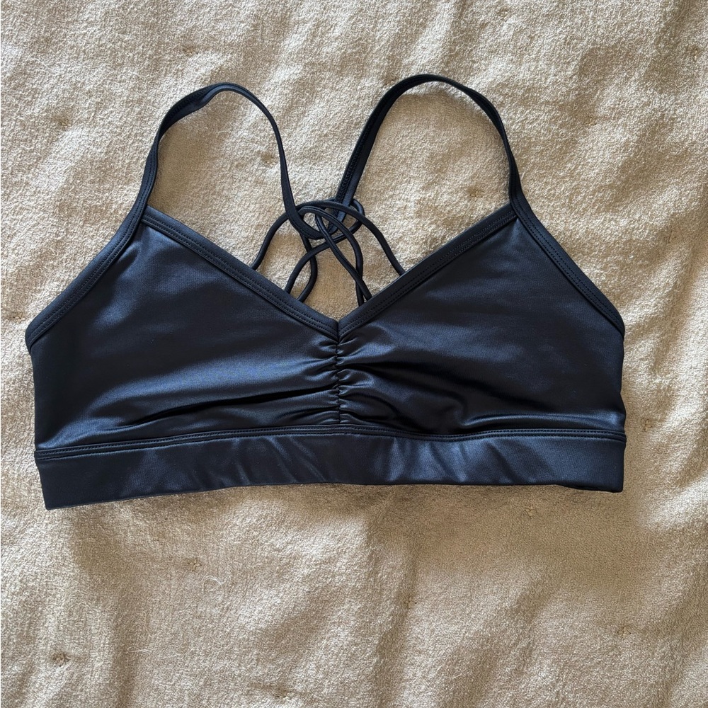 ALO Yoga Black Strappy V-Neck Sports Bralette